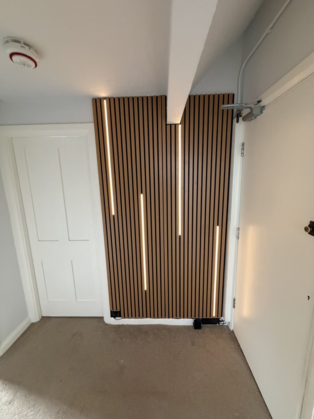 Acoustic panelling feature wall installed by Hamilton Decorating, East Sussex